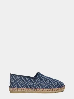 MULHER LION OF PORCHES Sapatos^Alpercatas denim com monograma e sola de borracha