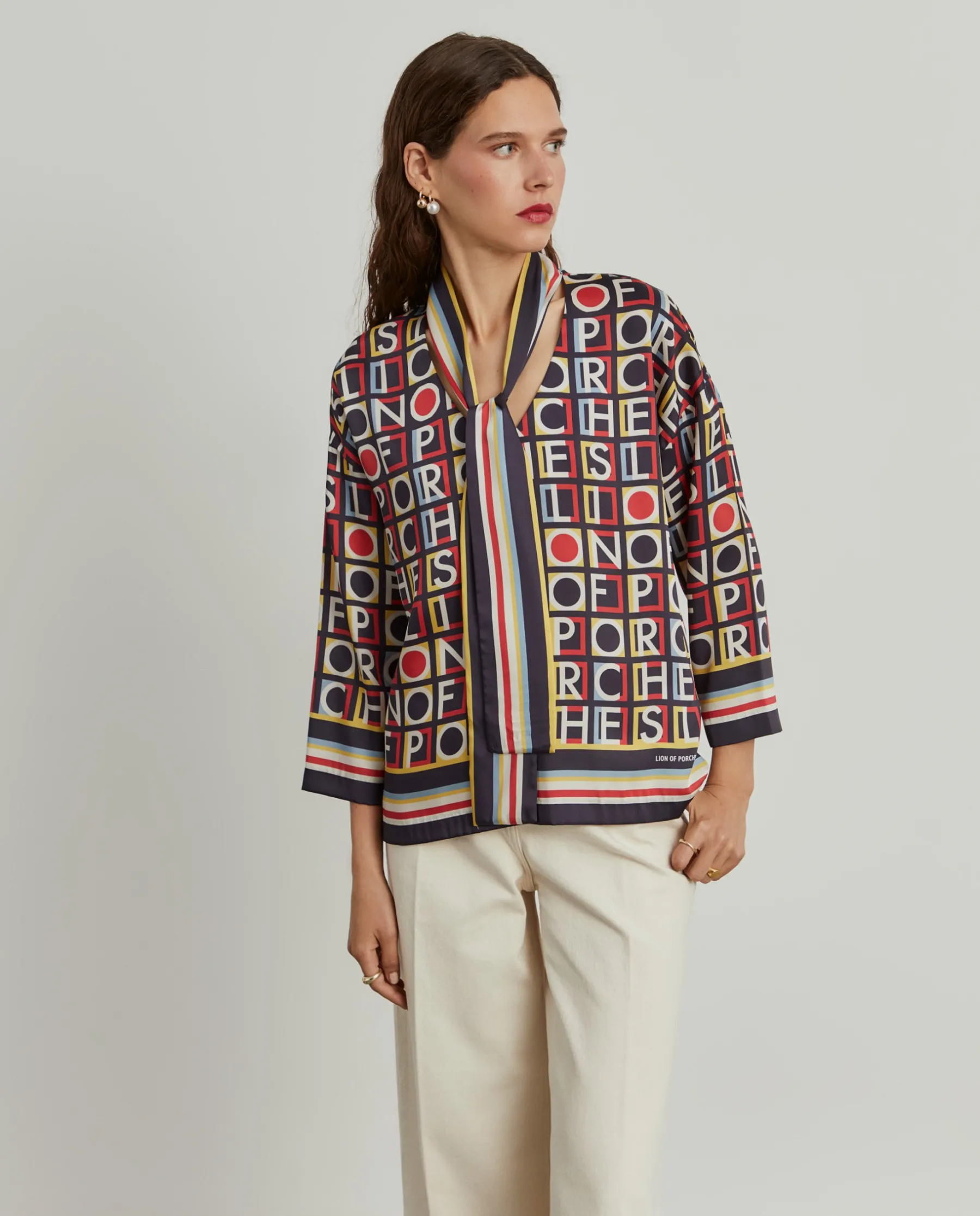 MULHER LION OF PORCHES Blusas^Blusa com estampado e laçada