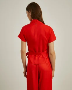 MULHER LION OF PORCHES Blusas^Blusa com trespasse e franzido