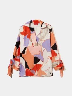 MULHER LION OF PORCHES Blusas^Blusa de algodão com padrão abstrato