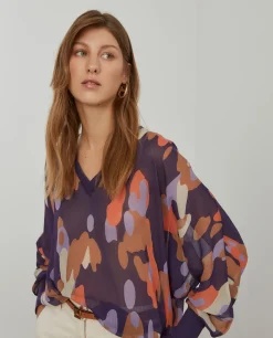 MULHER LION OF PORCHES Blusas^Blusa fluida estampada semi-transparente