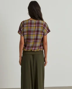 MULHER LION OF PORCHES Blusas^Blusa manga curta tartan