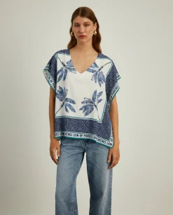 MULHER LION OF PORCHES Blusas^Blusa poncho com estampado