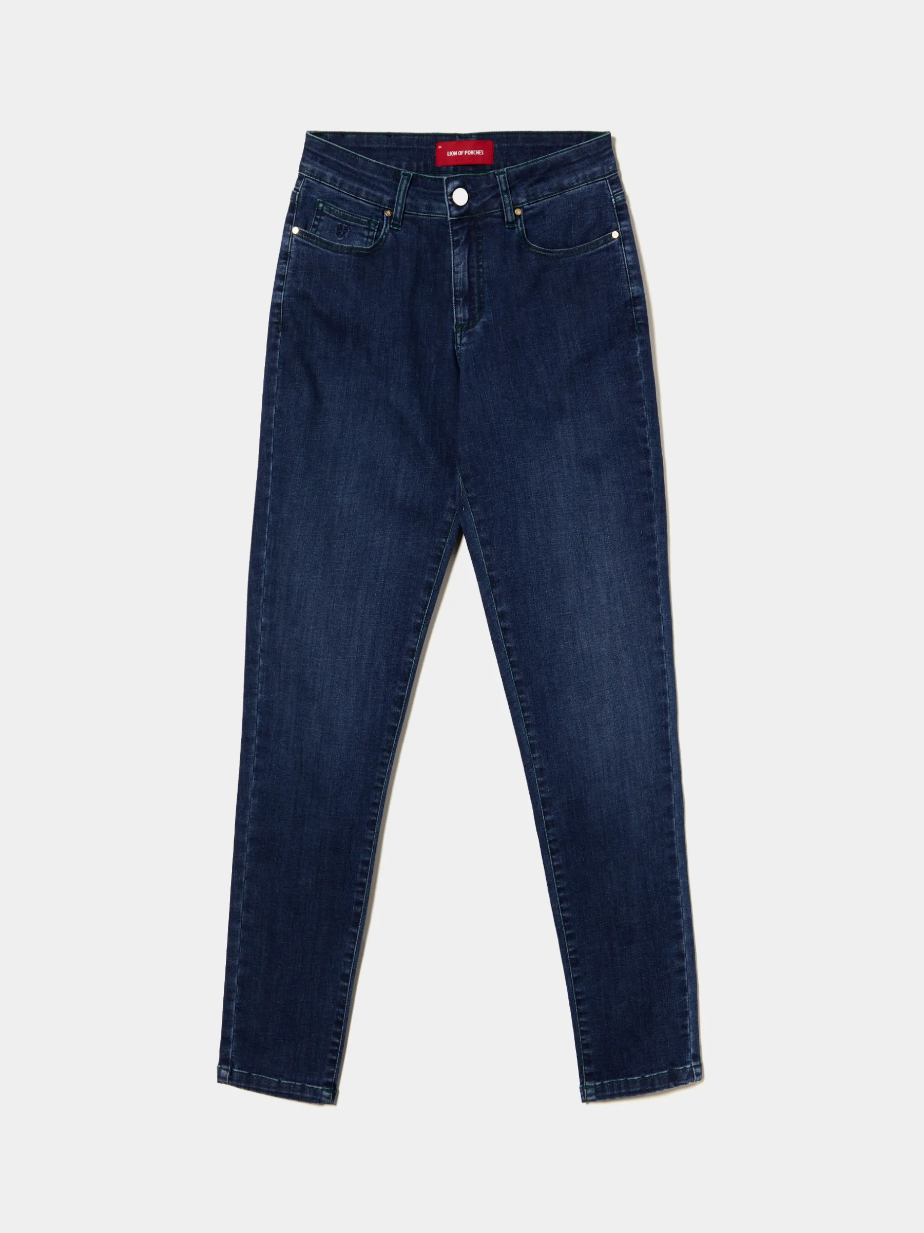 MULHER LION OF PORCHES Calças^Calças denim regular fit de lavagem escura