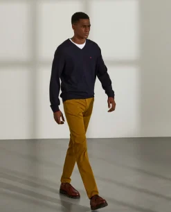 LION OF PORCHES Calças^Calças para homem chino slim fit em algodão stretch
