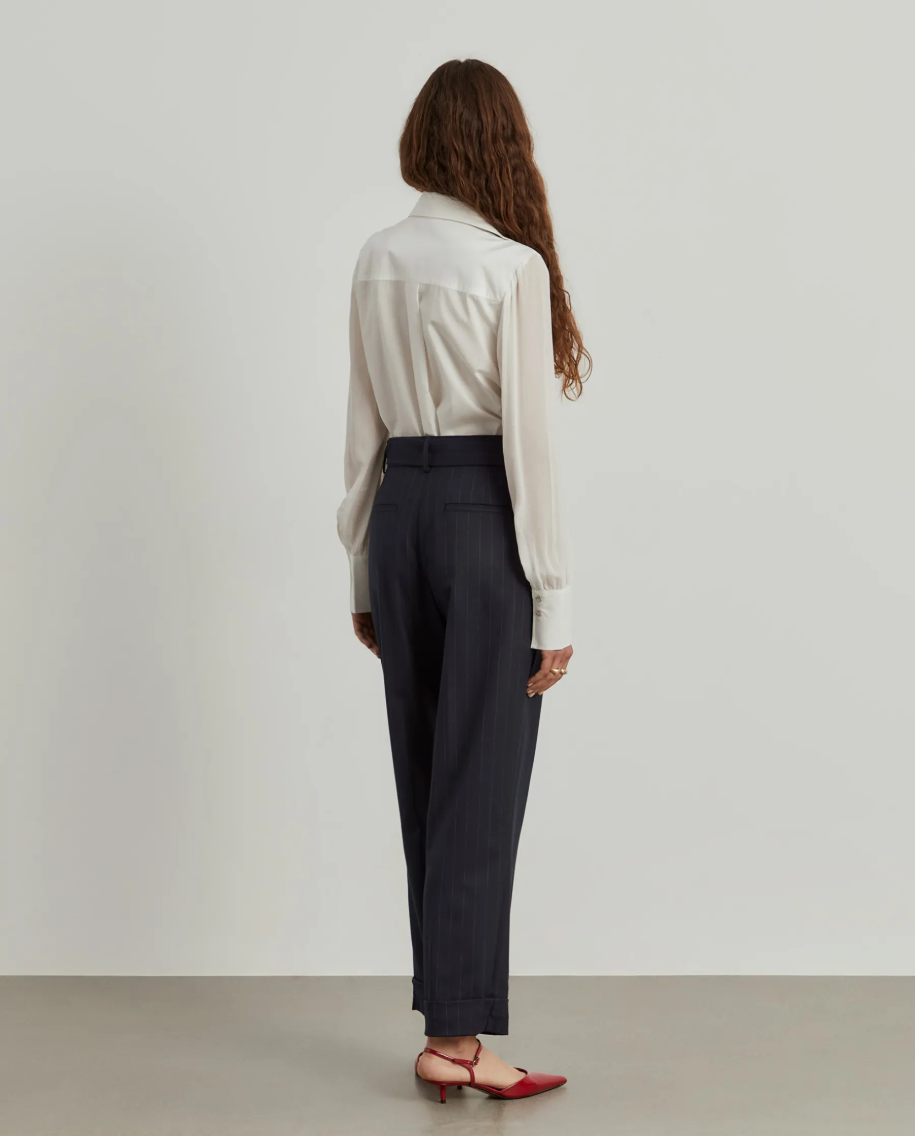 MULHER LION OF PORCHES Calças^Calças às riscas com cinto removível