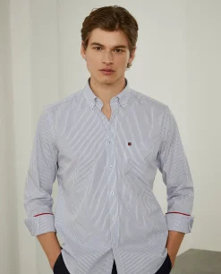 LION OF PORCHES Regular Fit^Camisa de riscas regular fit em popelina