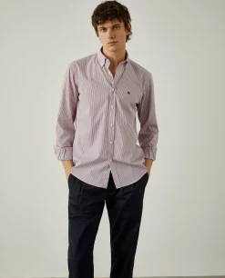 LION OF PORCHES Regular Fit^Camisa de riscas regular fit em popelina