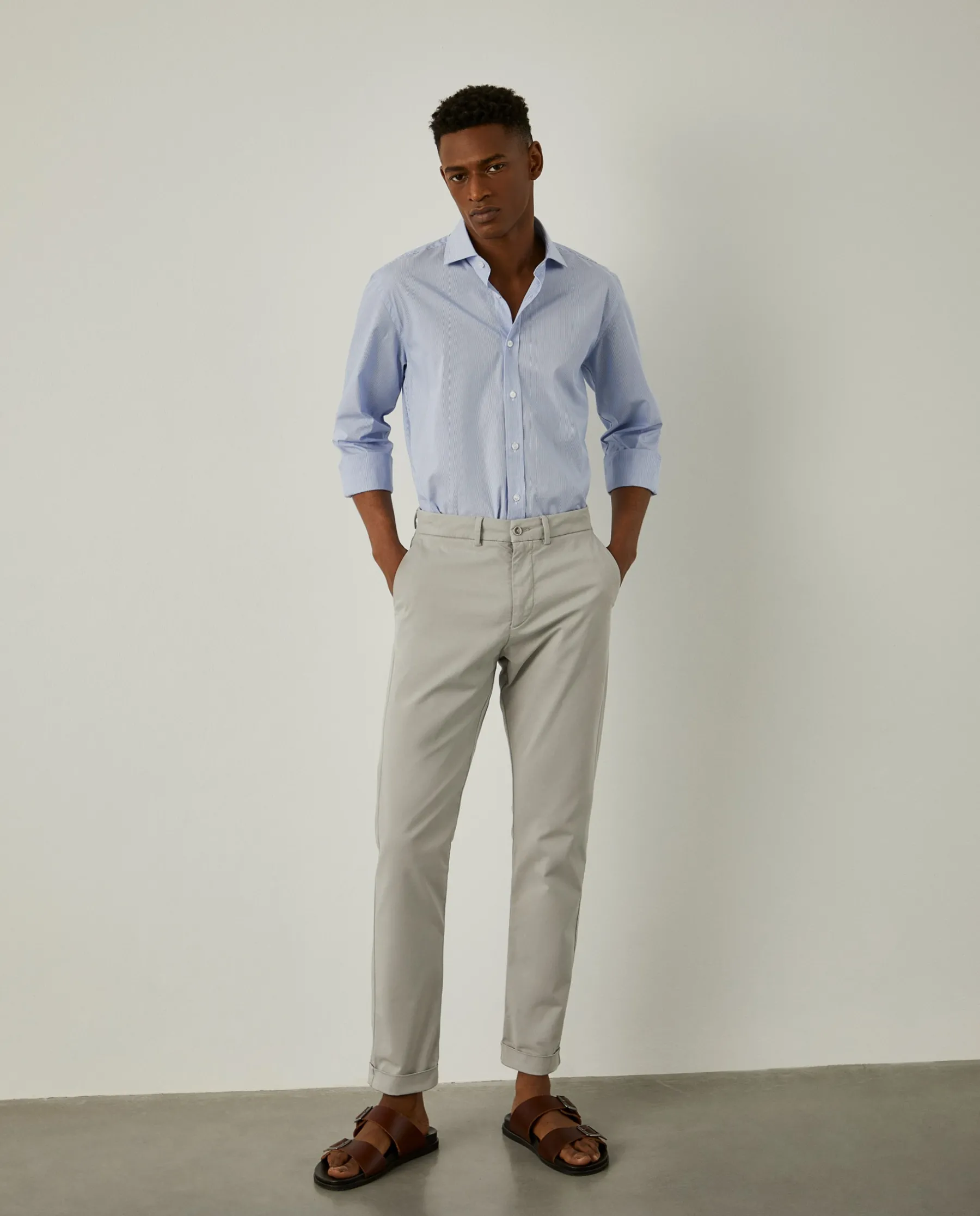LION OF PORCHES Slim Fit^Camisa de riscas slim fit em popelina