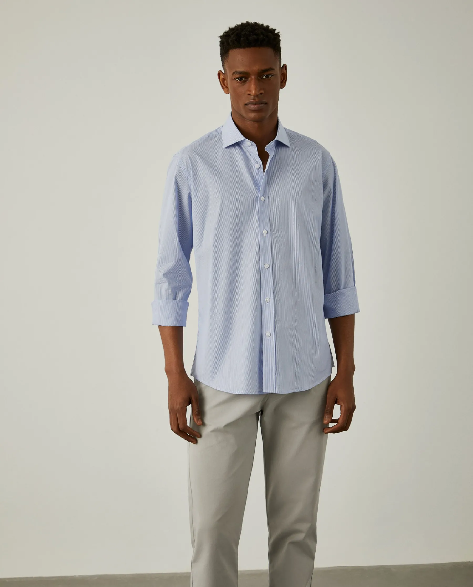 LION OF PORCHES Slim Fit^Camisa de riscas slim fit em popelina