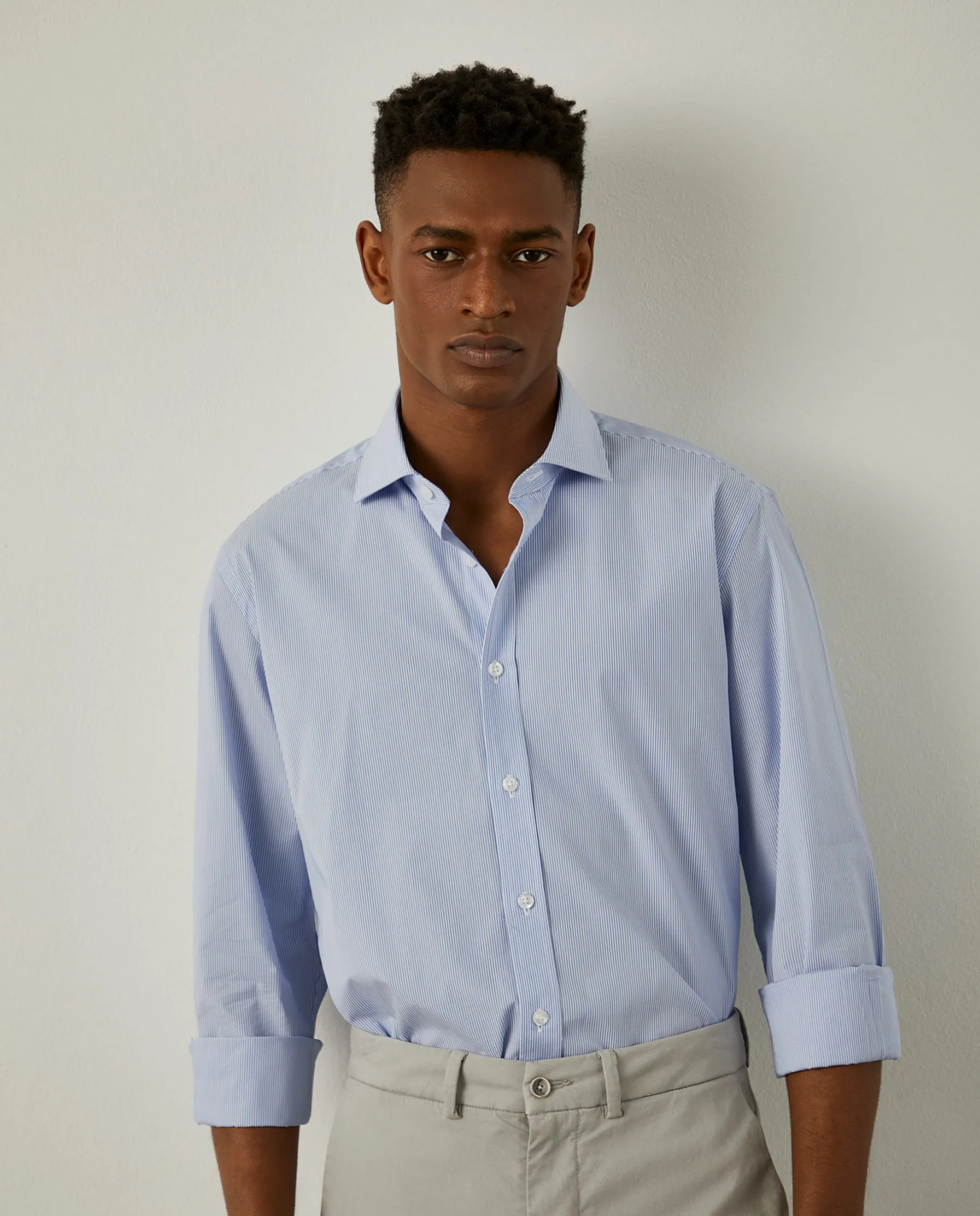 LION OF PORCHES Slim Fit^Camisa de riscas slim fit em popelina