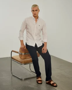 LION OF PORCHES Slim Fit^Camisa de riscas slim fit em popelina
