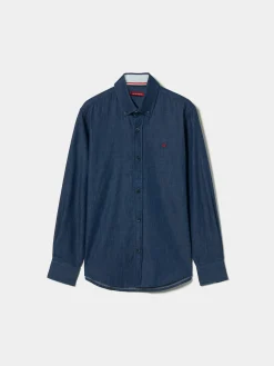 LION OF PORCHES Camisas^Camisa denim de algodão