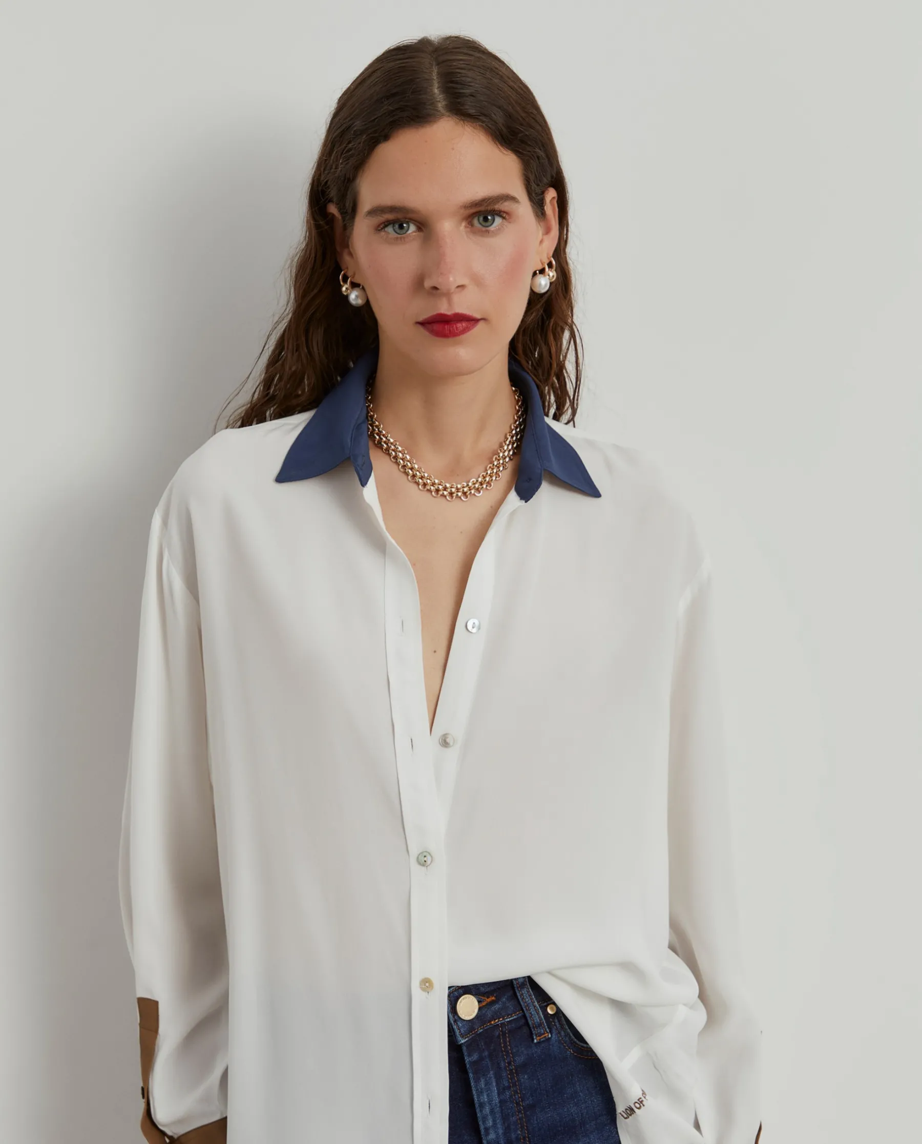 MULHER LION OF PORCHES Camisas^Camisa fluida tricolor