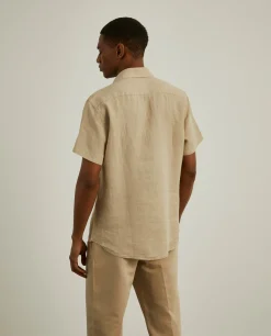 LION OF PORCHES Slim Fit^Camisa manga curta slim fit em linho