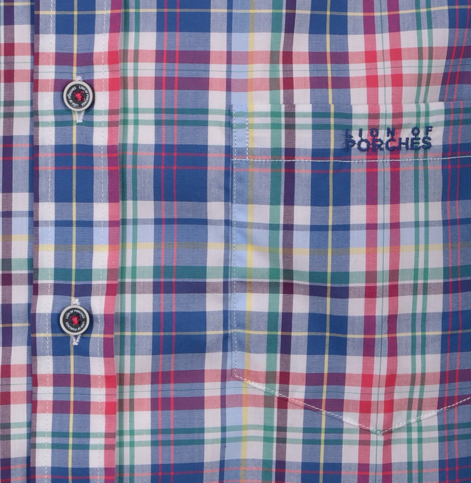 LION OF PORCHES Slim Fit^Camisa Manga Curta Xadrez