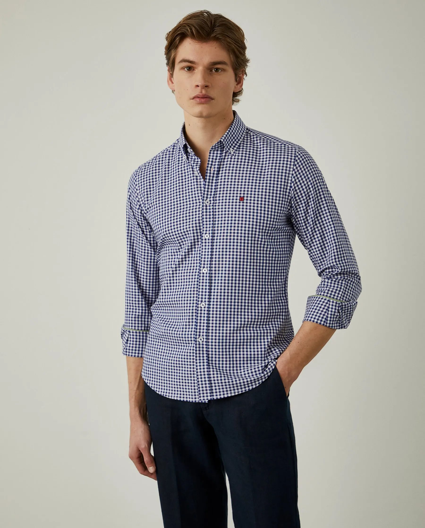 LION OF PORCHES Slim Fit^Camisa oxford aos quadrados slim fit
