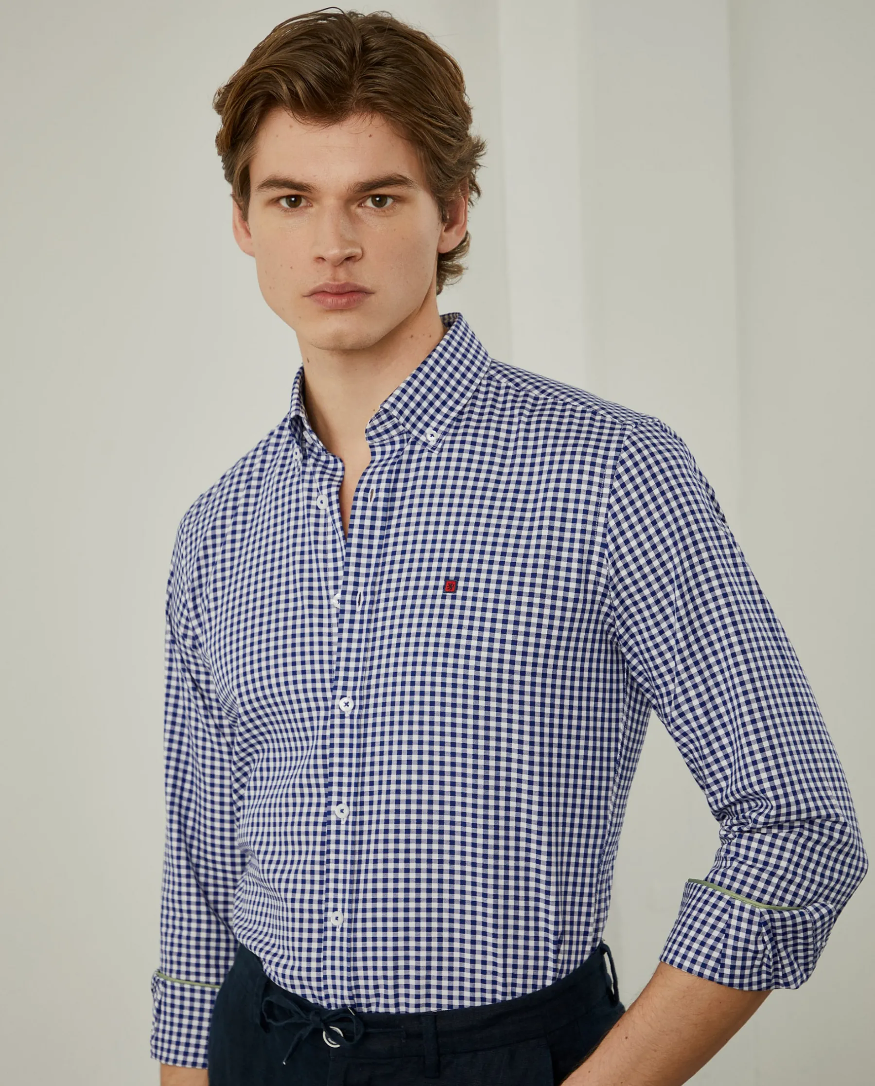 LION OF PORCHES Slim Fit^Camisa oxford aos quadrados slim fit