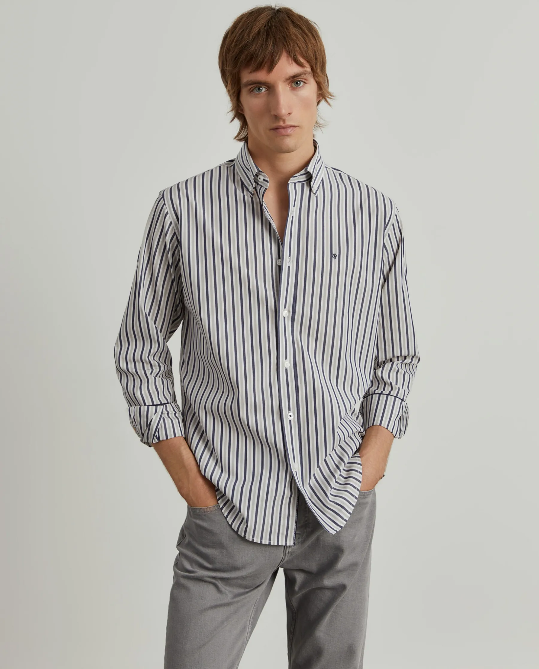 LION OF PORCHES Regular Fit^Camisa regular fit com padrão de riscas