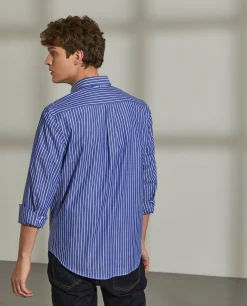 LION OF PORCHES Regular Fit^Camisa regular fit de algodão com padrão de riscas