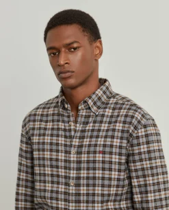 LION OF PORCHES Slim Fit^Camisa slim fit de algodão com padrão de xadrez