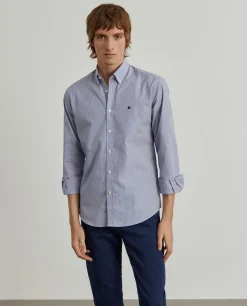 LION OF PORCHES Slim Fit^Camisa slim fit de algodão às riscas