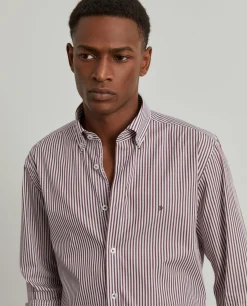 LION OF PORCHES Slim Fit^Camisa slim fit de algodão às riscas