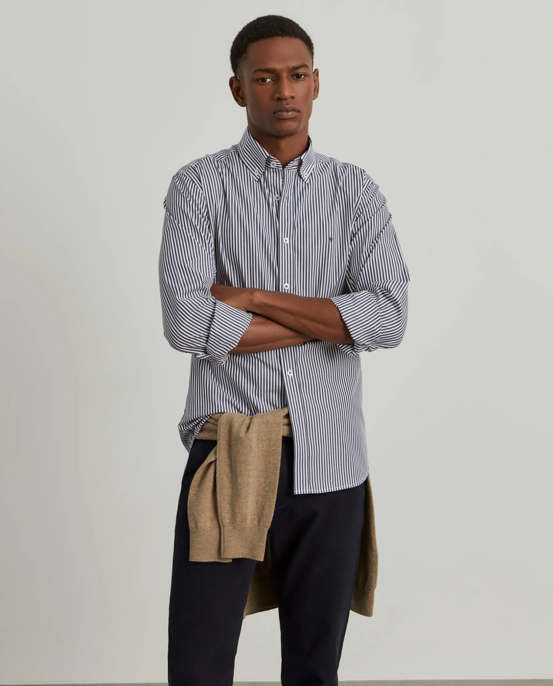 LION OF PORCHES Slim Fit^Camisa slim fit de algodão às riscas