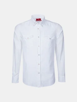 LION OF PORCHES Slim Fit^Camisa slim fit de bombazine em cor lisa