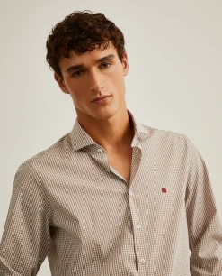 LION OF PORCHES Slim Fit^Camisa slim fit em algodão padrão quadrados