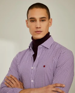 LION OF PORCHES Slim Fit^Camisa slim fit em algodão padrão quadrados