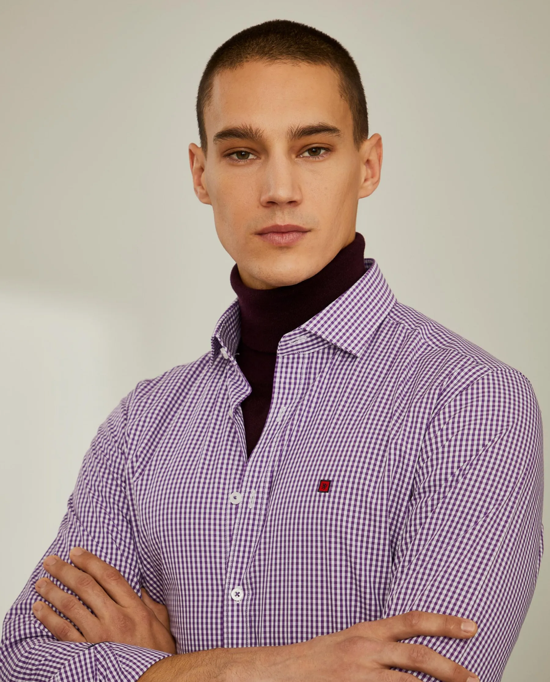 LION OF PORCHES Slim Fit^Camisa slim fit em algodão padrão quadrados