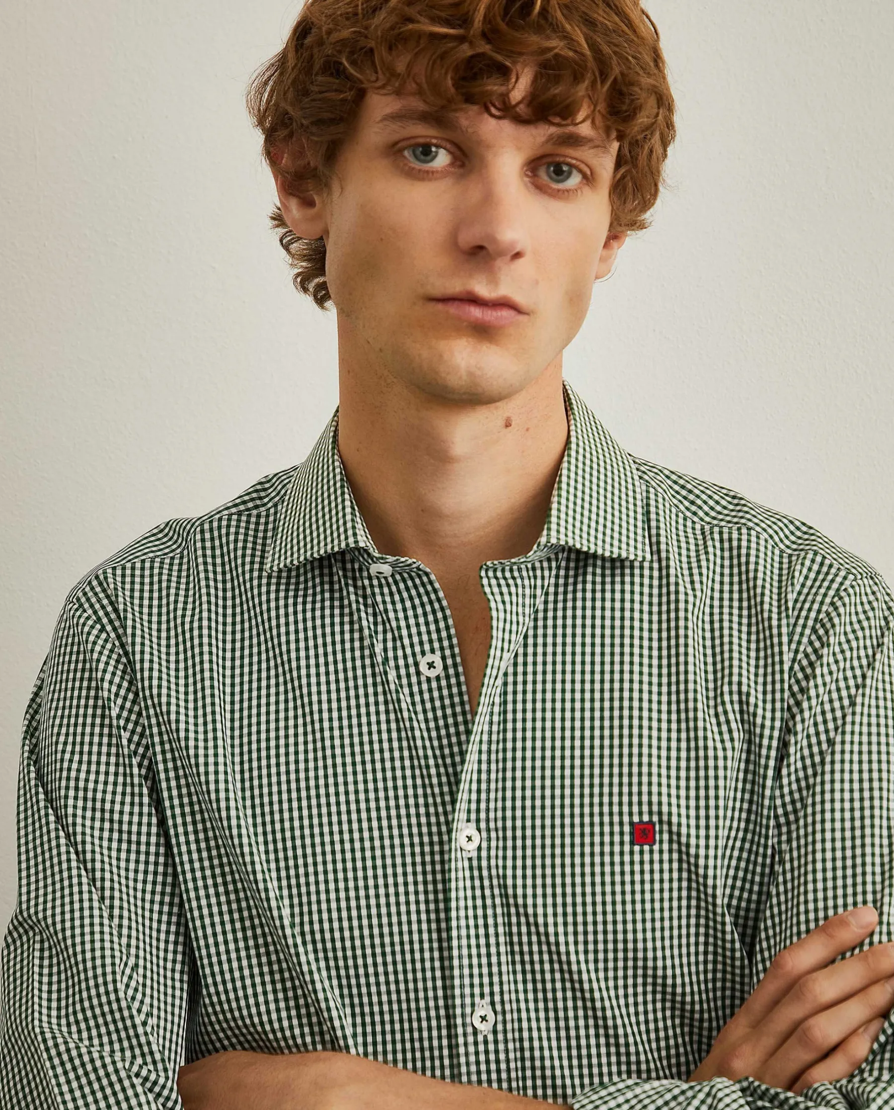 LION OF PORCHES Slim Fit^Camisa slim fit em algodão padrão quadrados