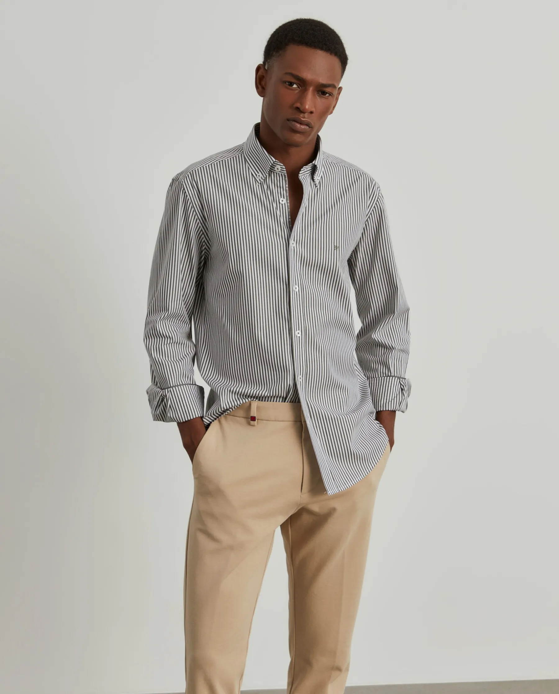LION OF PORCHES Slim Fit^Camisa slim fit em algodão às riscas