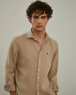 LION OF PORCHES Slim Fit^Camisa slim fit em linho garment dye