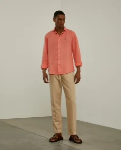 LION OF PORCHES Slim Fit^Camisa slim fit em linho garment dye