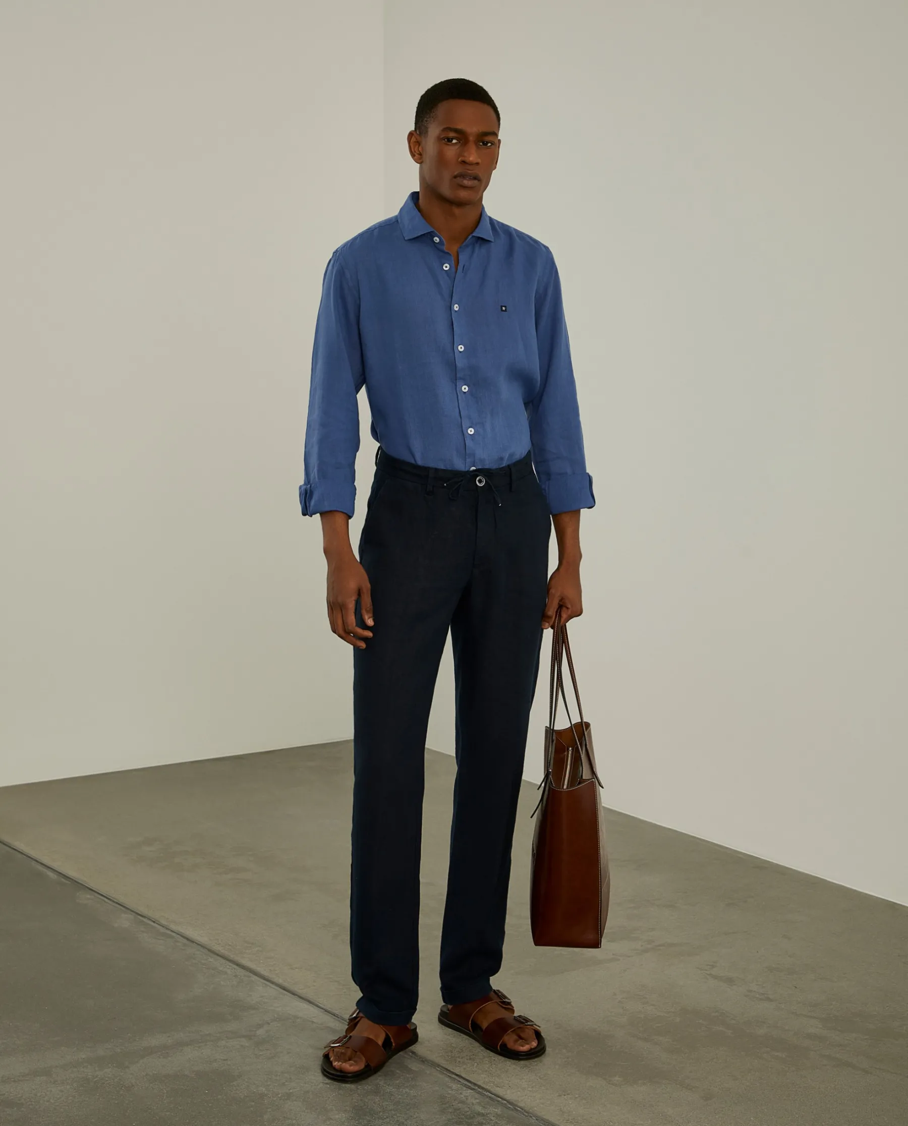 LION OF PORCHES Slim Fit^Camisa slim fit em linho garment dye