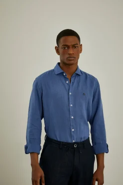 LION OF PORCHES Slim Fit^Camisa slim fit em linho garment dye