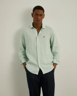 LION OF PORCHES Slim Fit^Camisa slim fit em linho garment dye
