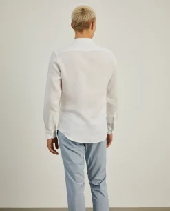 LION OF PORCHES Slim Fit^Camisa slim fit em linho gola mandarim