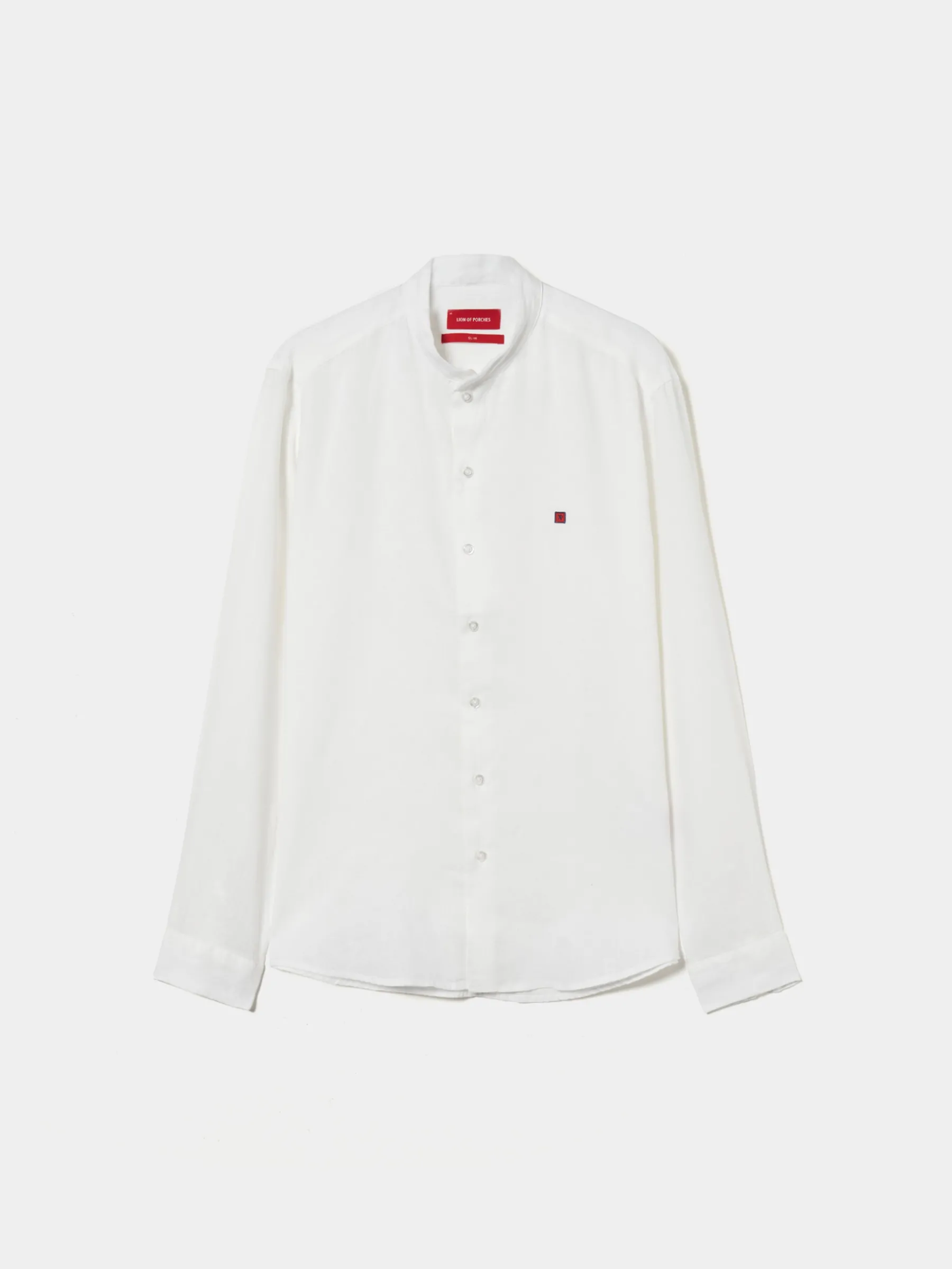 LION OF PORCHES Slim Fit^Camisa slim fit em linho gola mandarim