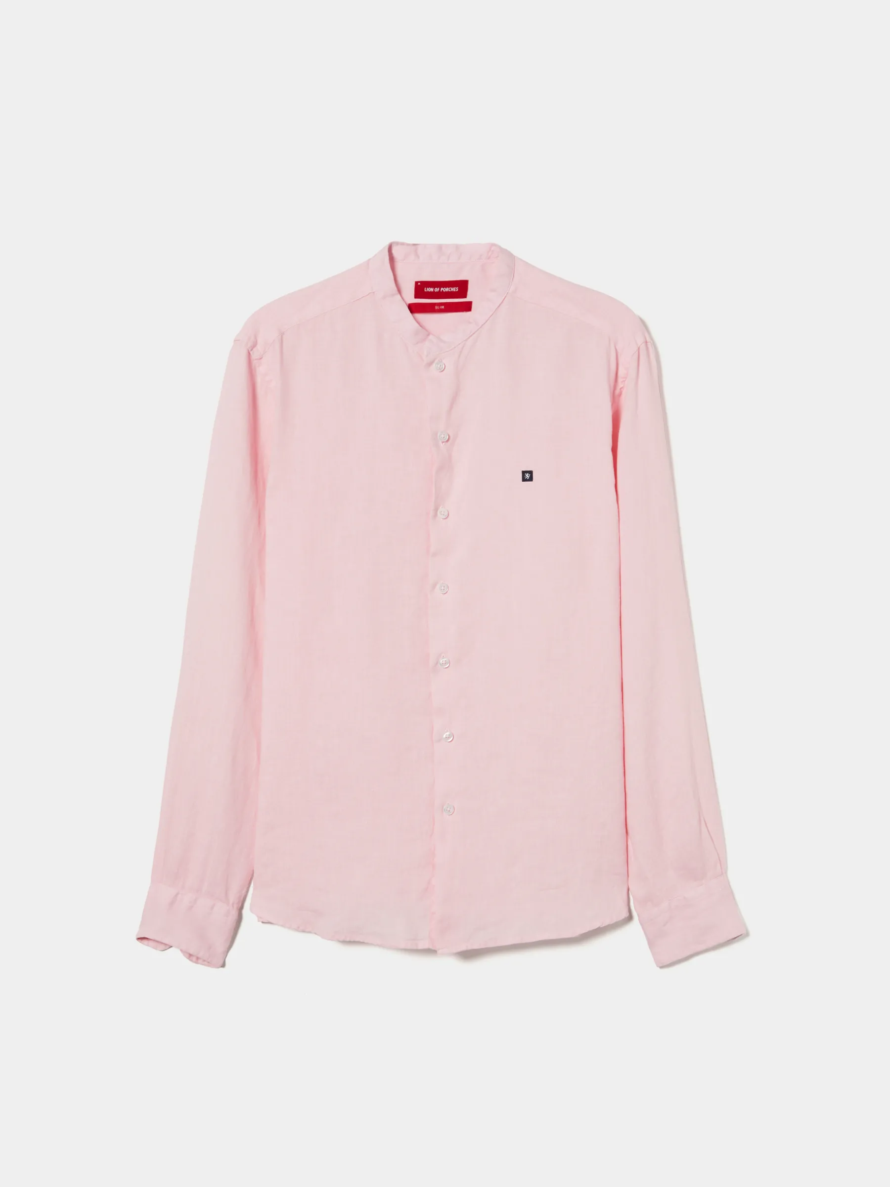 LION OF PORCHES Slim Fit^Camisa slim fit em linho com gola mandarim
