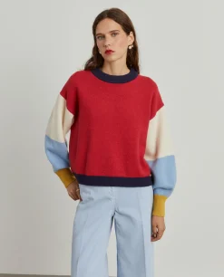 MULHER LION OF PORCHES Camisolas^Camisola color block em lã merino e caxemira