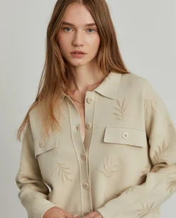 MULHER LION OF PORCHES Cardigans^Casaco de malha com botões e bordado folhas