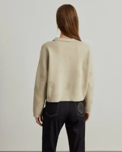 MULHER LION OF PORCHES Cardigans^Casaco de malha com botões e bordado folhas