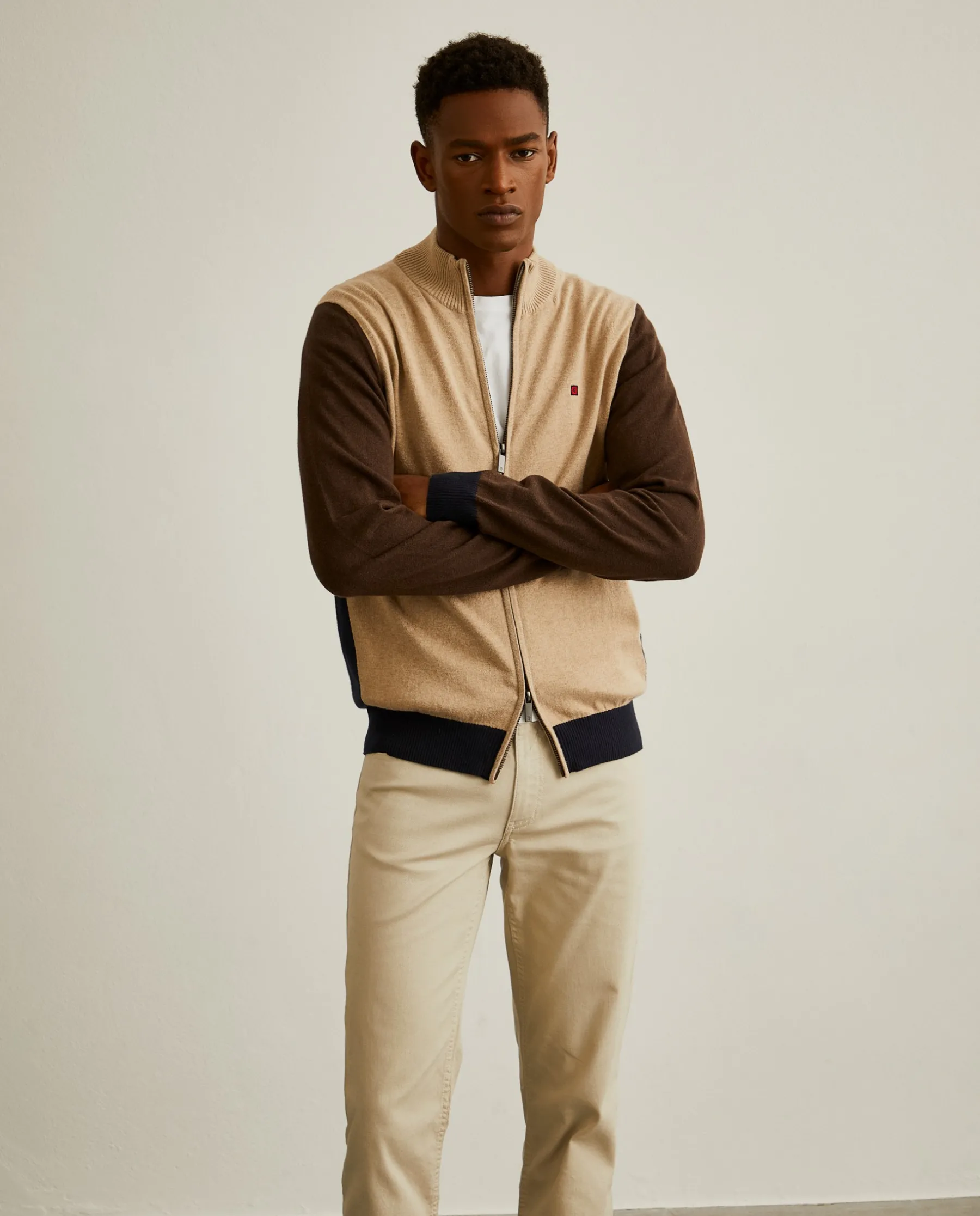 LION OF PORCHES Cardigans^Casaco malha color block com fecho