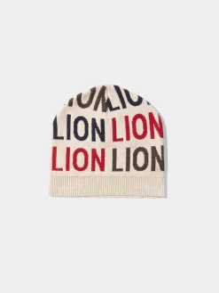 LION OF PORCHES Bonés / Gorros|Bonés / Gorros^Gorro de algodão e caxemira com lettering