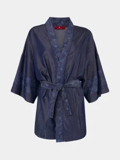 MULHER LION OF PORCHES Túnicas / Tops^Kimono para mulher em lyocell estampado com cinto