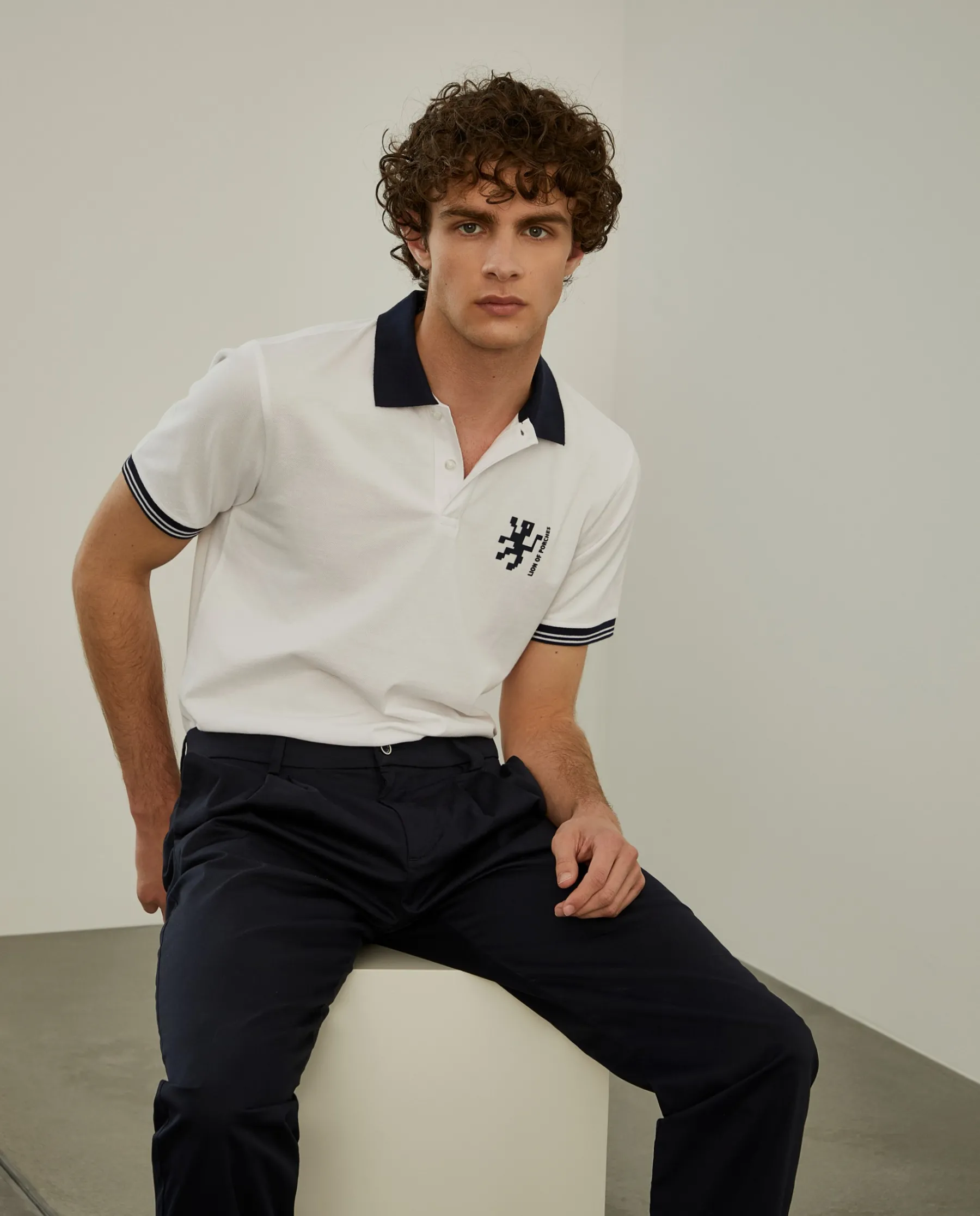 LION OF PORCHES Polos^Polo piqué slim fit em algodão