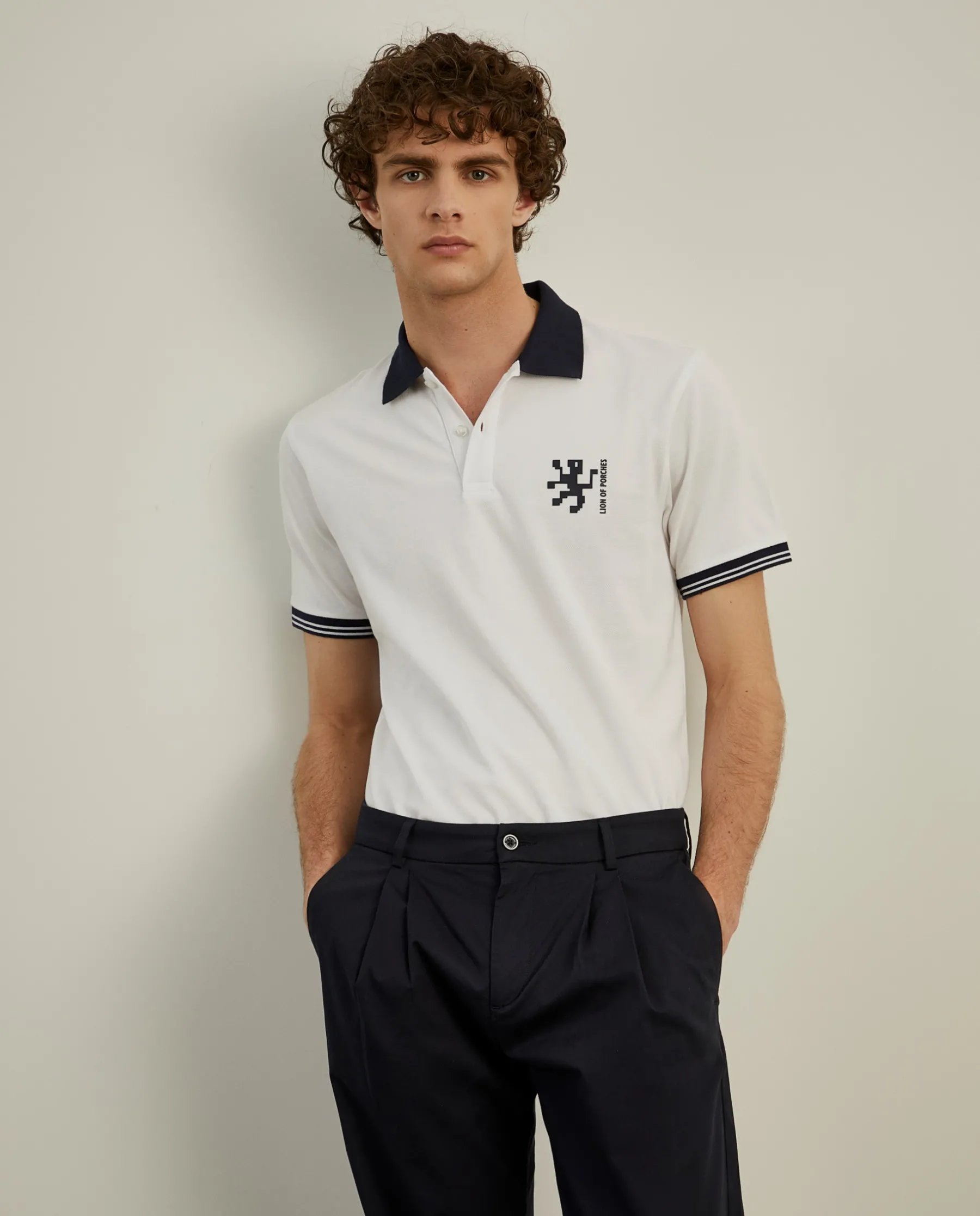 LION OF PORCHES Polos^Polo piqué slim fit em algodão